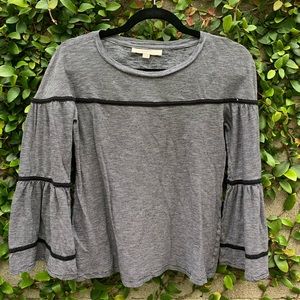 LOFT | XS Striped Bell Sleeve Top